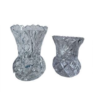 Artmark Lead Crystal Minature Bud Vases Mid-Century Modern Two Vase Set